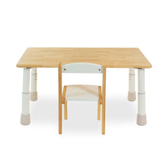 myduckling Montessori Kids Height Adjustable Table With One Wooden Chair