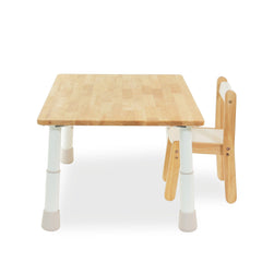 myduckling Montessori Kids Height Adjustable Table With One Wooden Chair