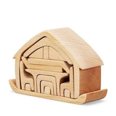 Gluckskafer Wooden Blocks - All-in house, natural 17 pcs