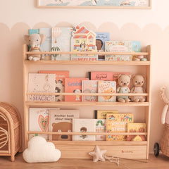 myduckling NALA 3 Tier Adjustable Solid Wood Bookshelf