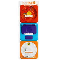 Fat Brain Toys PlayTab Sensory Set 3 (Latch Mirror, Picture Dial, Sweeper Tile)