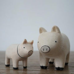 T-Lab Pole Pole Wooden Animal Pair Set - Pig