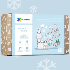 (Slight Colour Variance) Connetix Tiles 34 Piece Clear Pack
