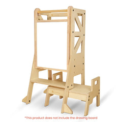 myduckling Deluxe Adjustable Learning Tower (Natural) - Flag with Rectangle Handle