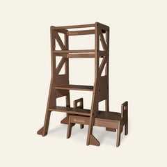 myduckling Deluxe Adjustable Learning Tower (Mocha Brown) - Flag with Rectangle Handle