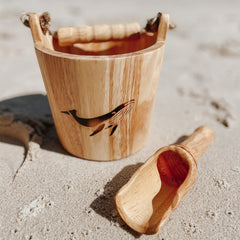 Explore Nook Wooden Bucket & Scoop set (Whale Burn Stamp Edition)