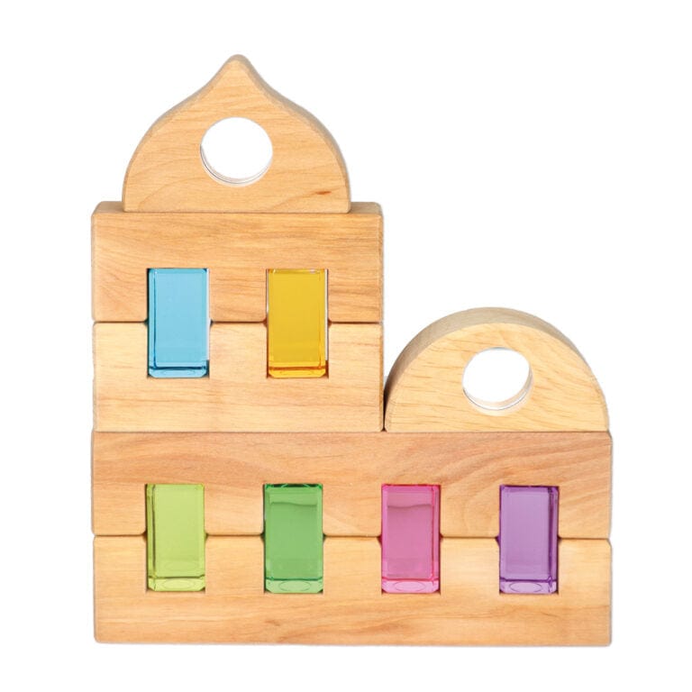 Bauspiel Luminous Blocks Pastel with tray (12 pieces set)