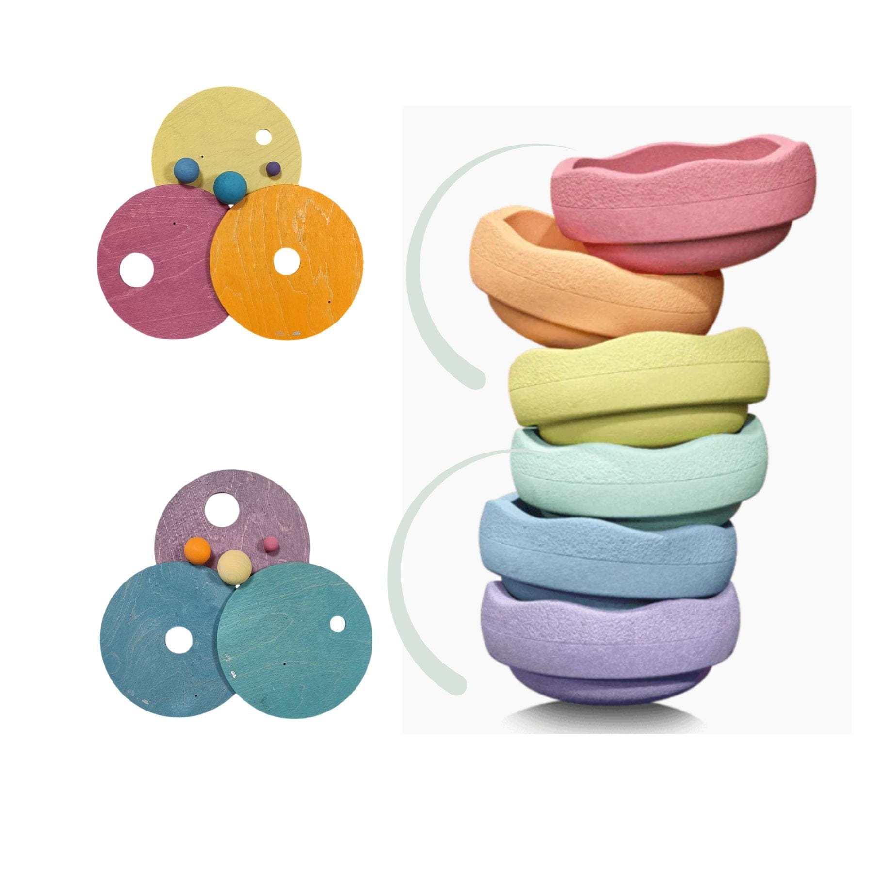 Grimm’s Rolling Discs Set for Stapelstein - Warm Pastel