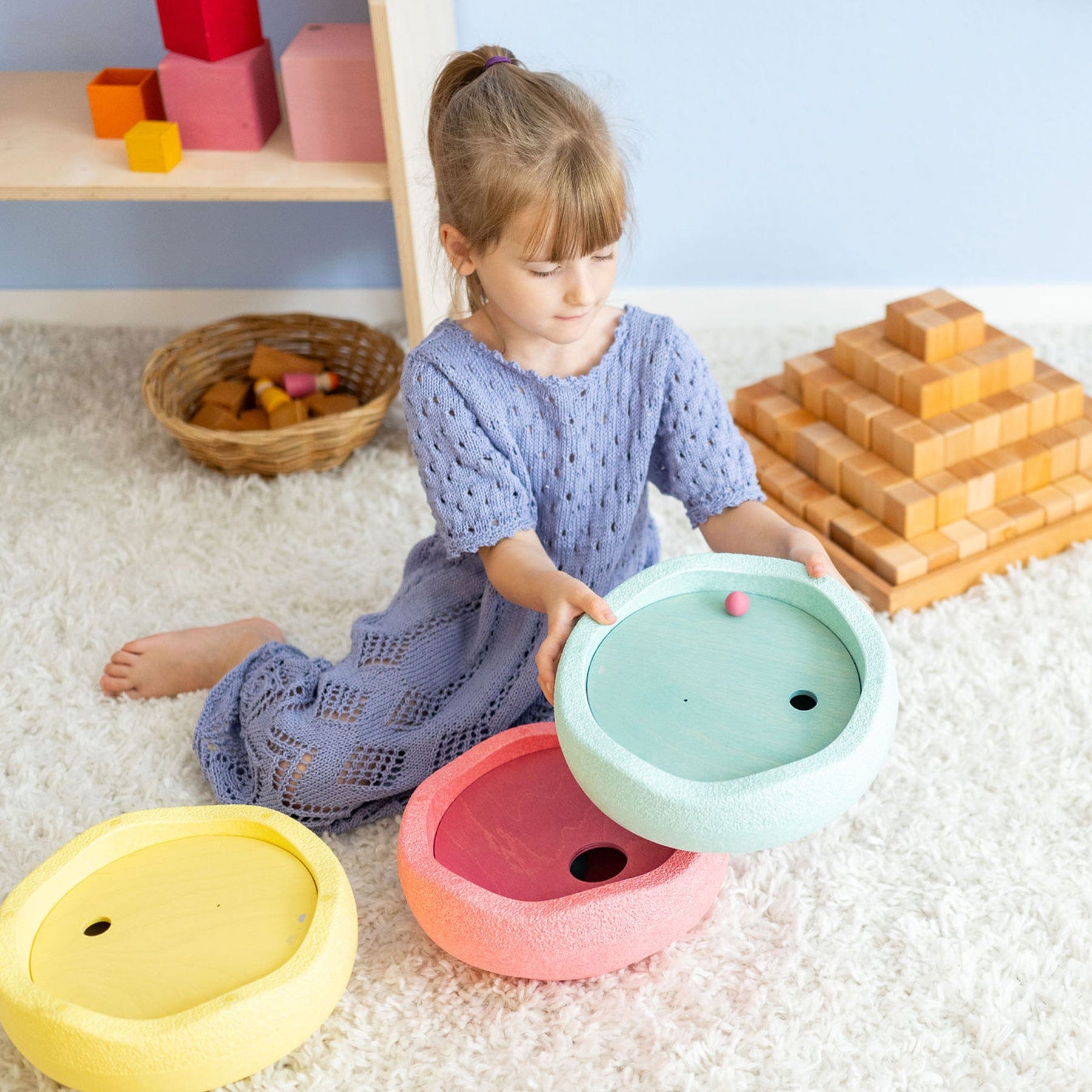 Grimm's Rolling Discs Set for Stapelstein - Cool Pastel