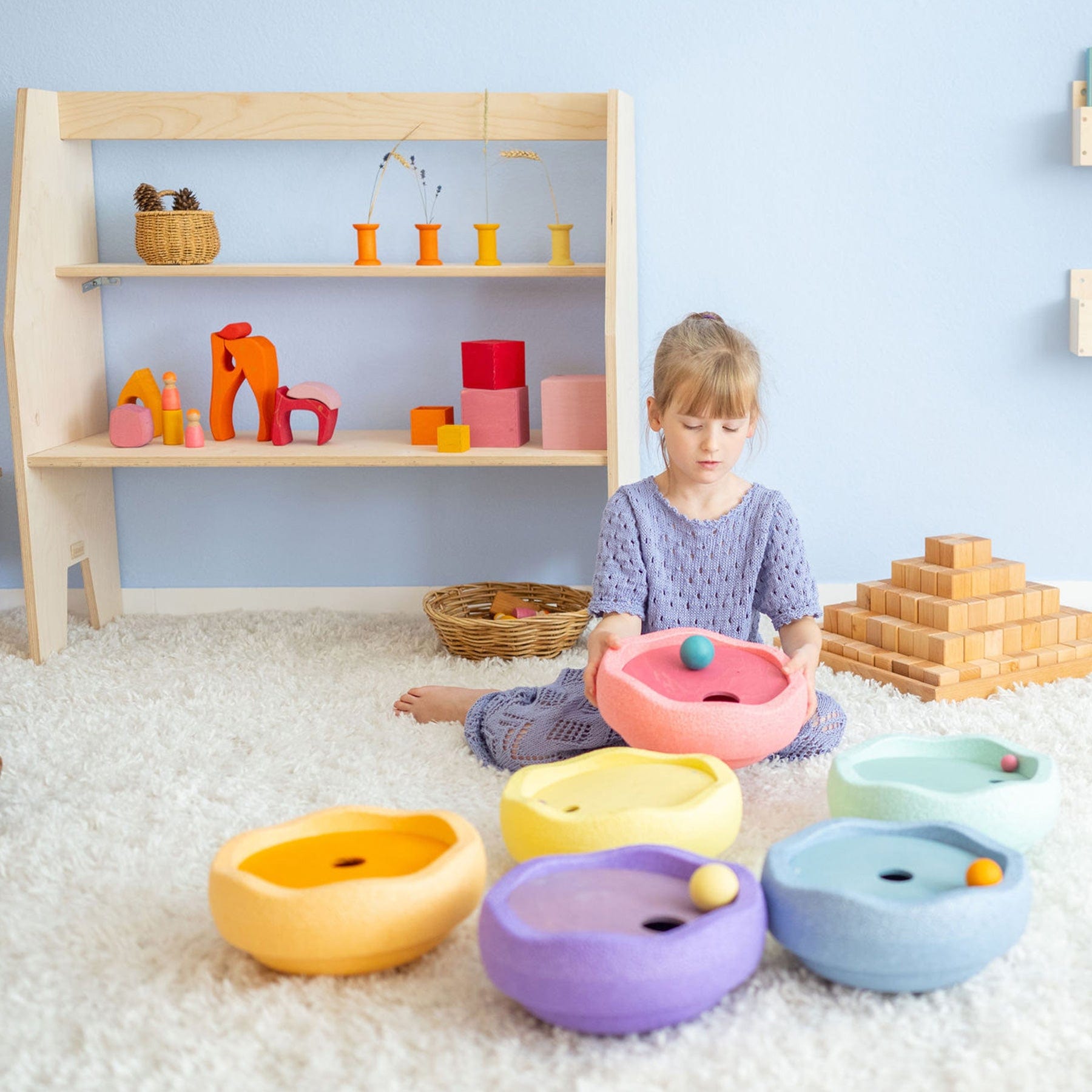Grimm's Rolling Discs Set for Stapelstein - Cool Pastel