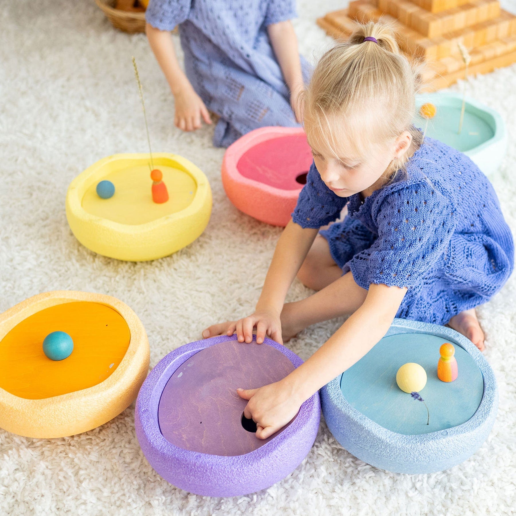 Grimm's Rolling Discs Set for Stapelstein - Cool Pastel