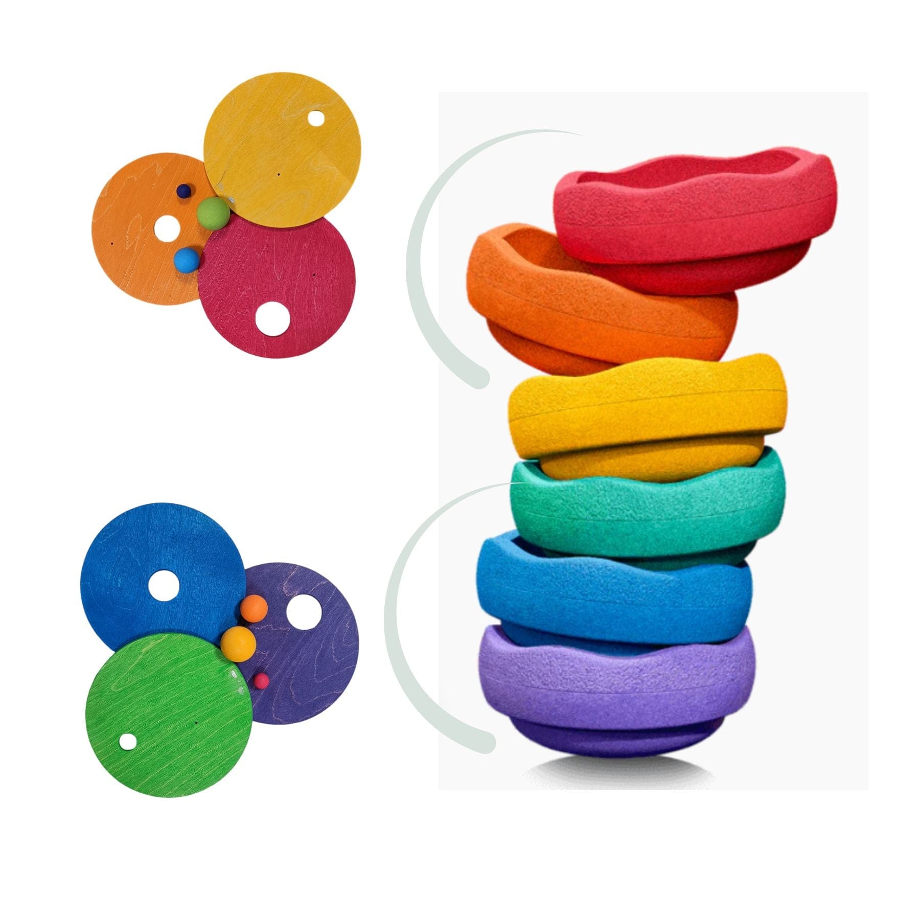 Grimm's Rolling Discs Set for Stapelstein - Cool Rainbow