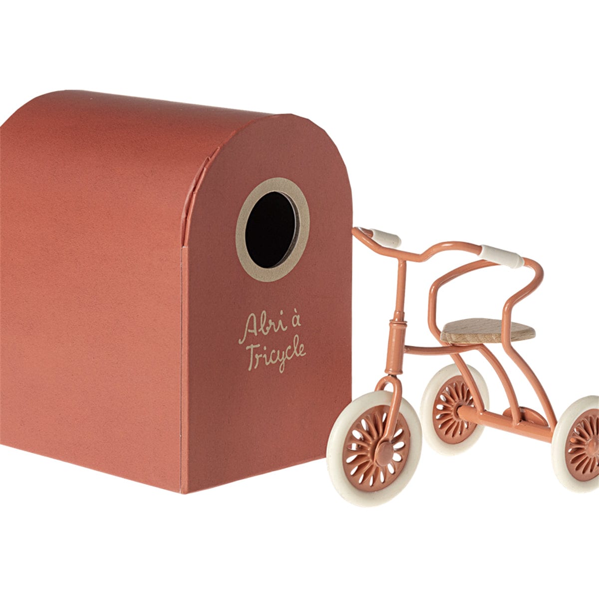 Maileg Abri a Tricycle Mouse Coral