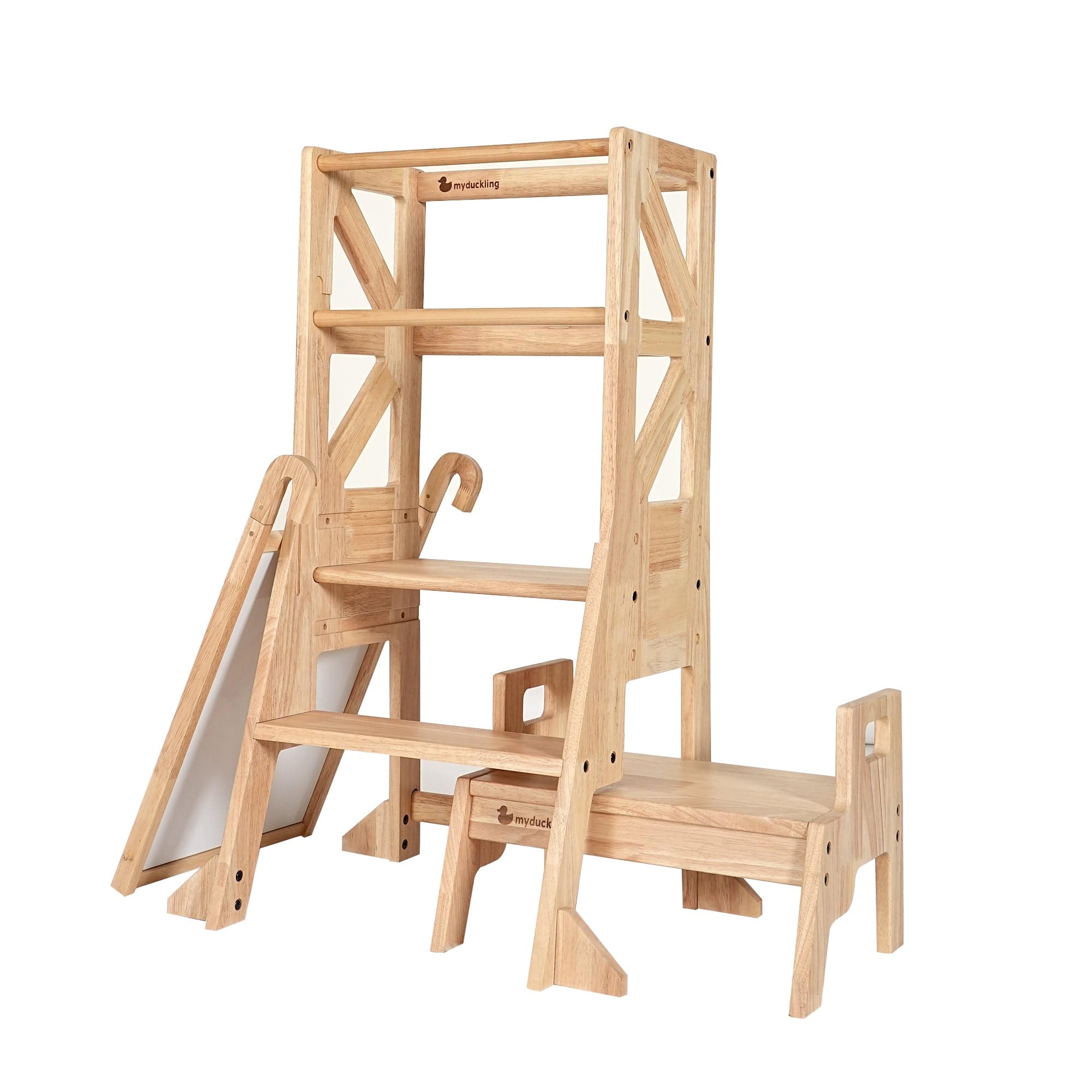 myduckling Deluxe Solid Wood Adjustable Learning Tower - Flag with Rectangle Handle