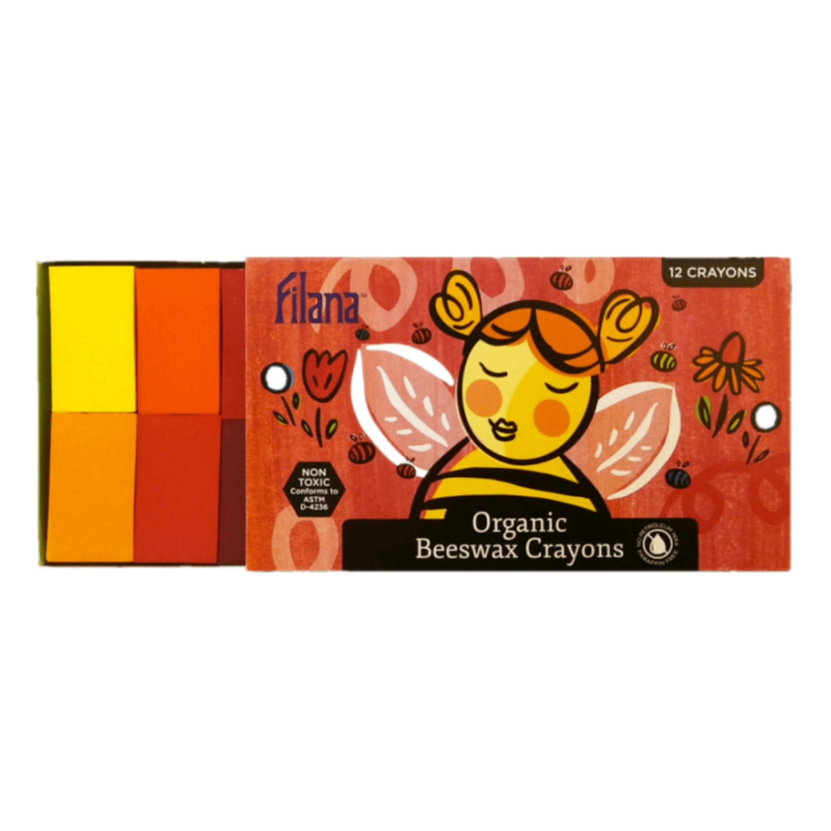 Filana Organic Beeswax Crayons, 12 Classic Blocks