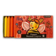Filana Organic Beeswax Crayons, 12 Classic Sticks with brown/black