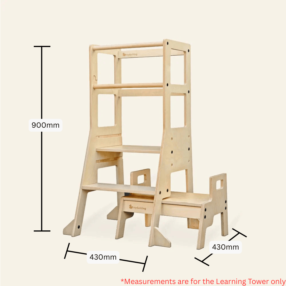 myduckling Adjustable Learning Tower with Stool – Mocha Brown