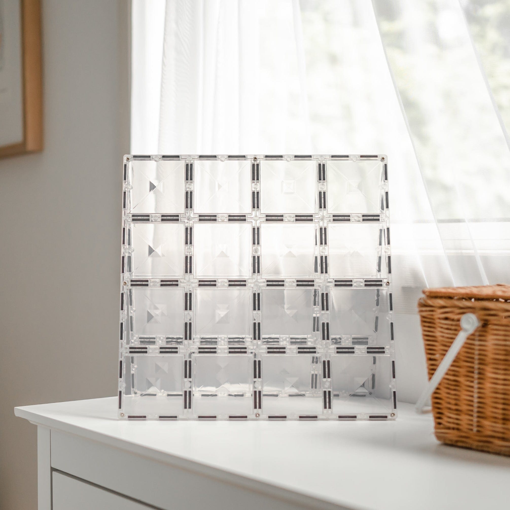 (Slight Colour Variance) Connetix Tiles 2 Piece Base Plate Pack Clear