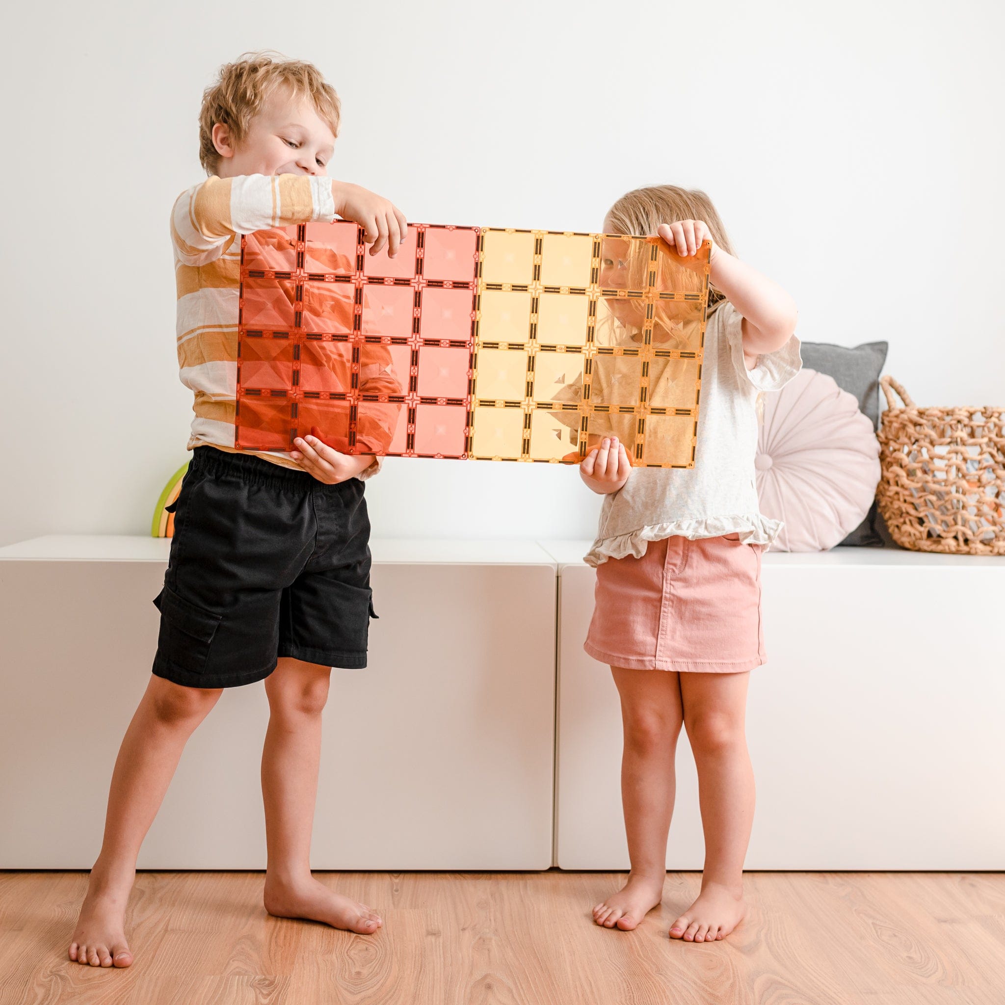 Connetix Tiles 2 Piece Base Plate Pack Lemon & Peach