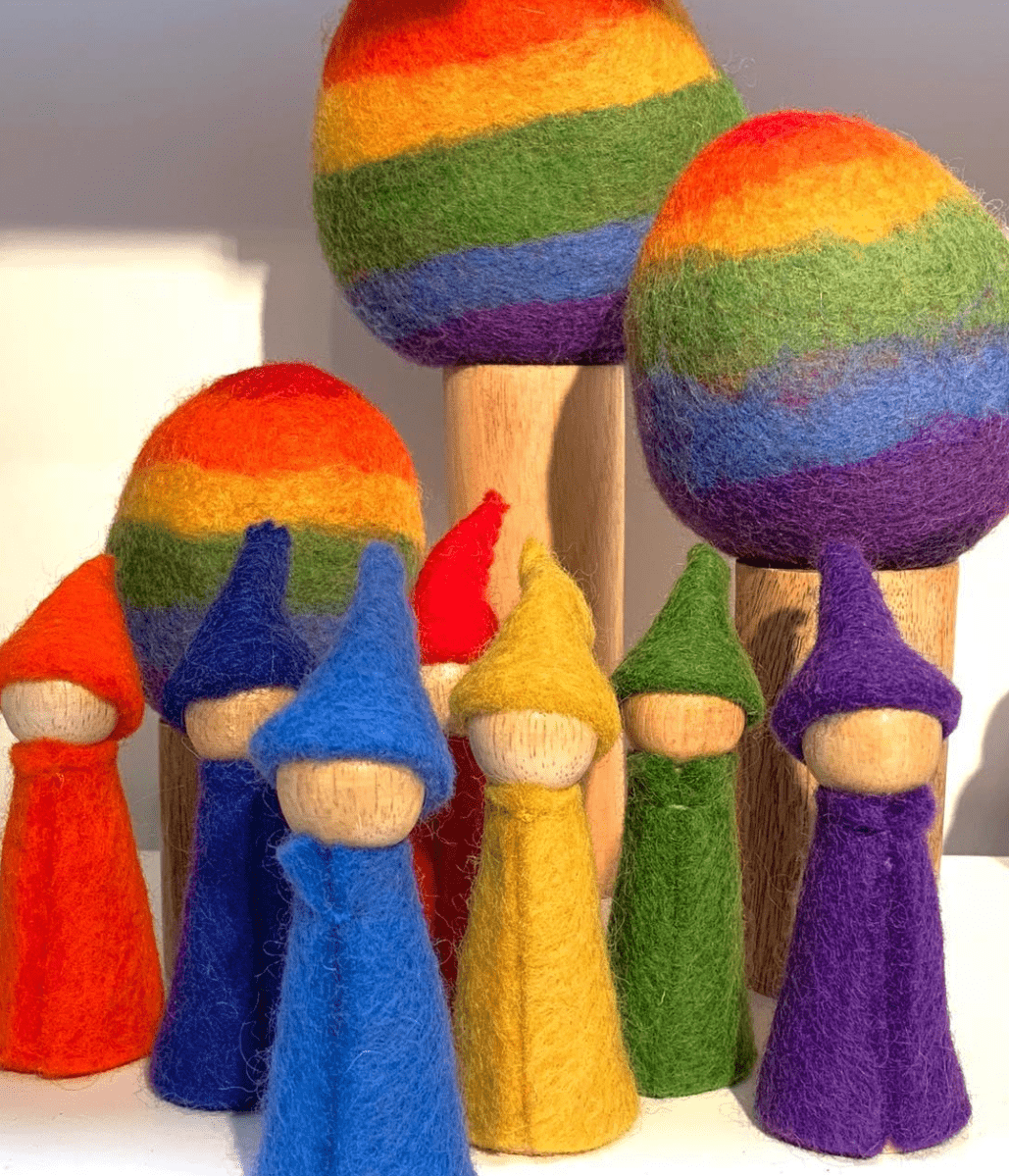 Papoose Toys - Rainbow Gnomes Wood Bodies (7 Piece Set)