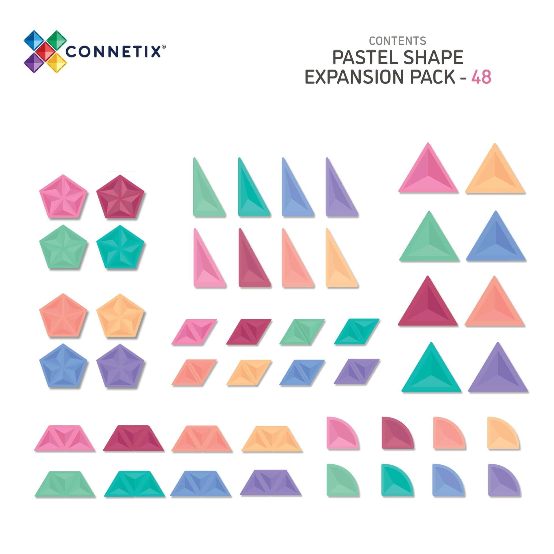 Connetix Tiles Pastel Shape Expansion Pack 48 Piece