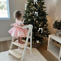 myduckling Deluxe Folding Adjustable Learning Tower - White/Natural