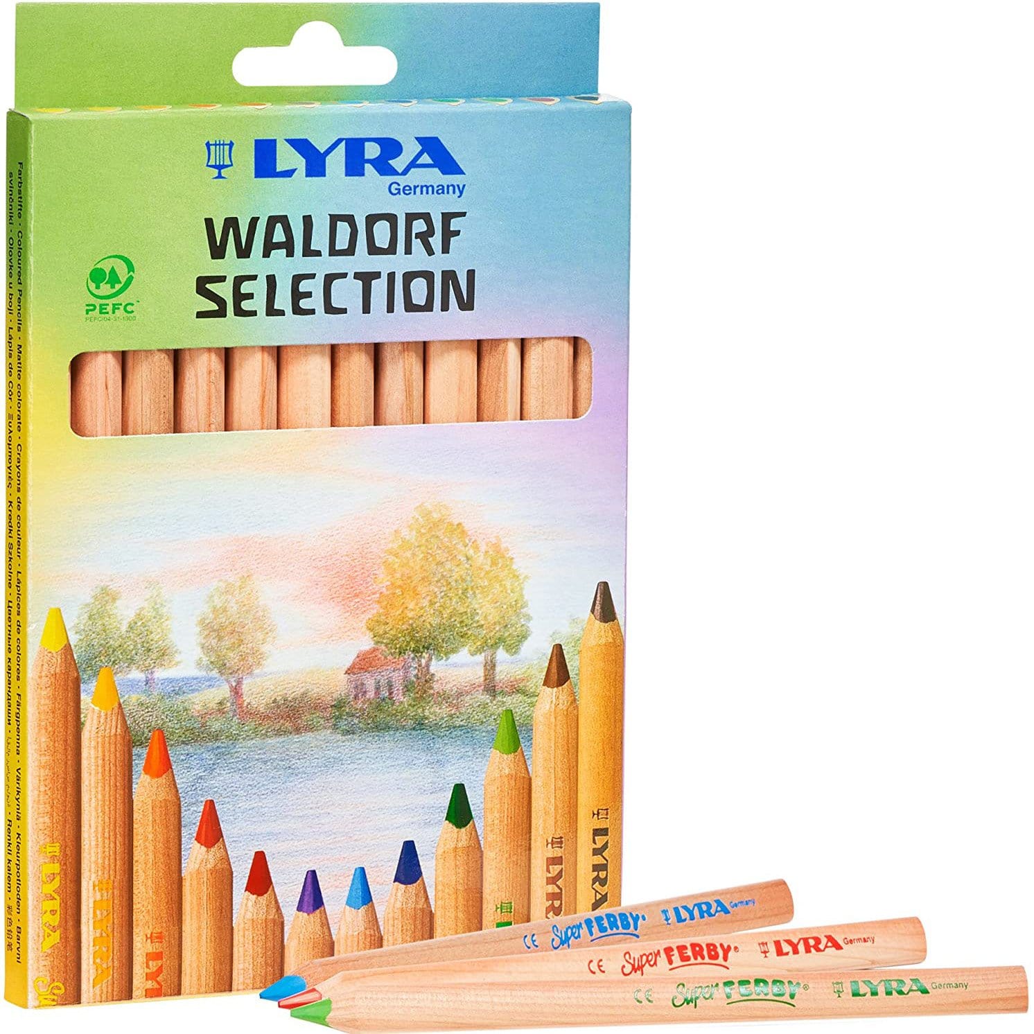 Lyra Super Ferby unlacquered Waldorf 12 assorted colours