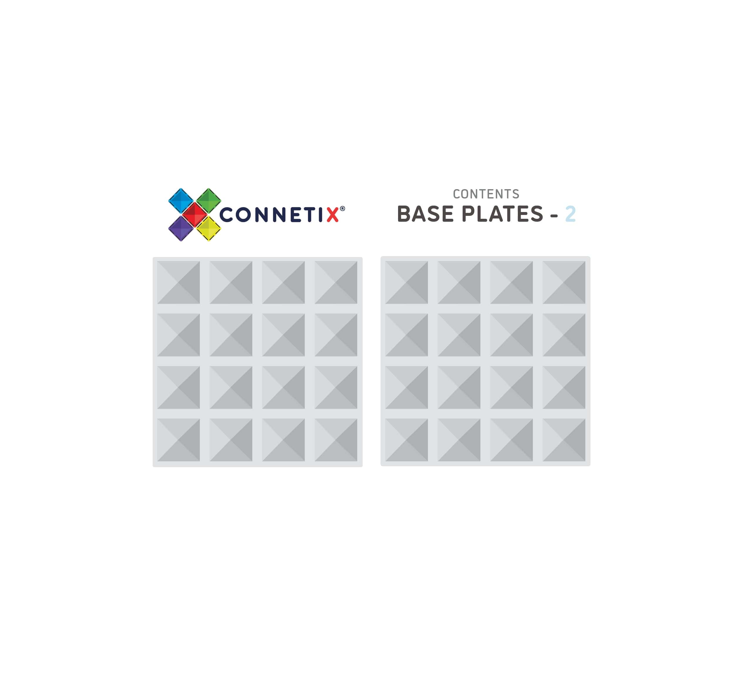 (Slight Colour Variance) Connetix Tiles 2 Piece Base Plate Pack Clear