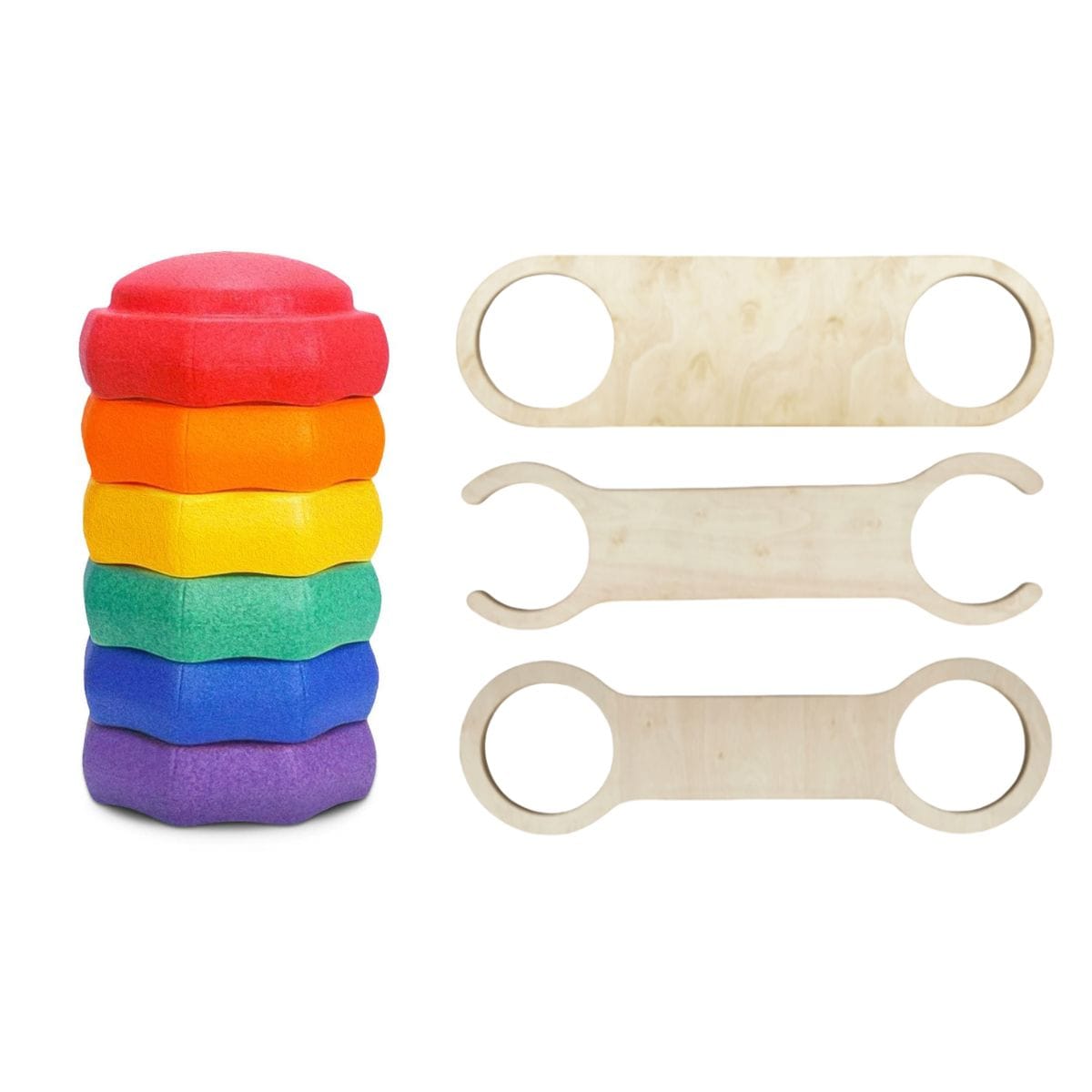 Funova Rainbow Stepping Stones & Balance Beam Set