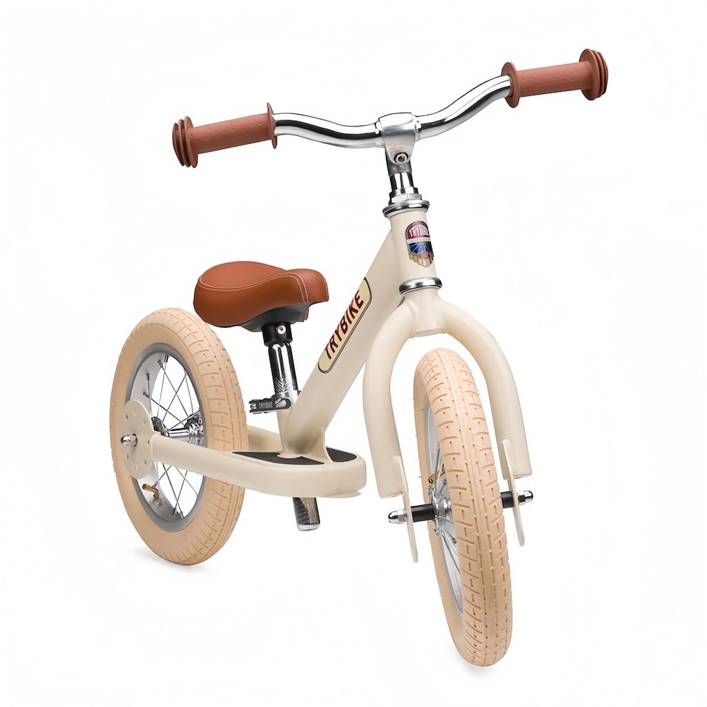 Trybike Steel 2 Wheel Balance Bike - Cream Vintage