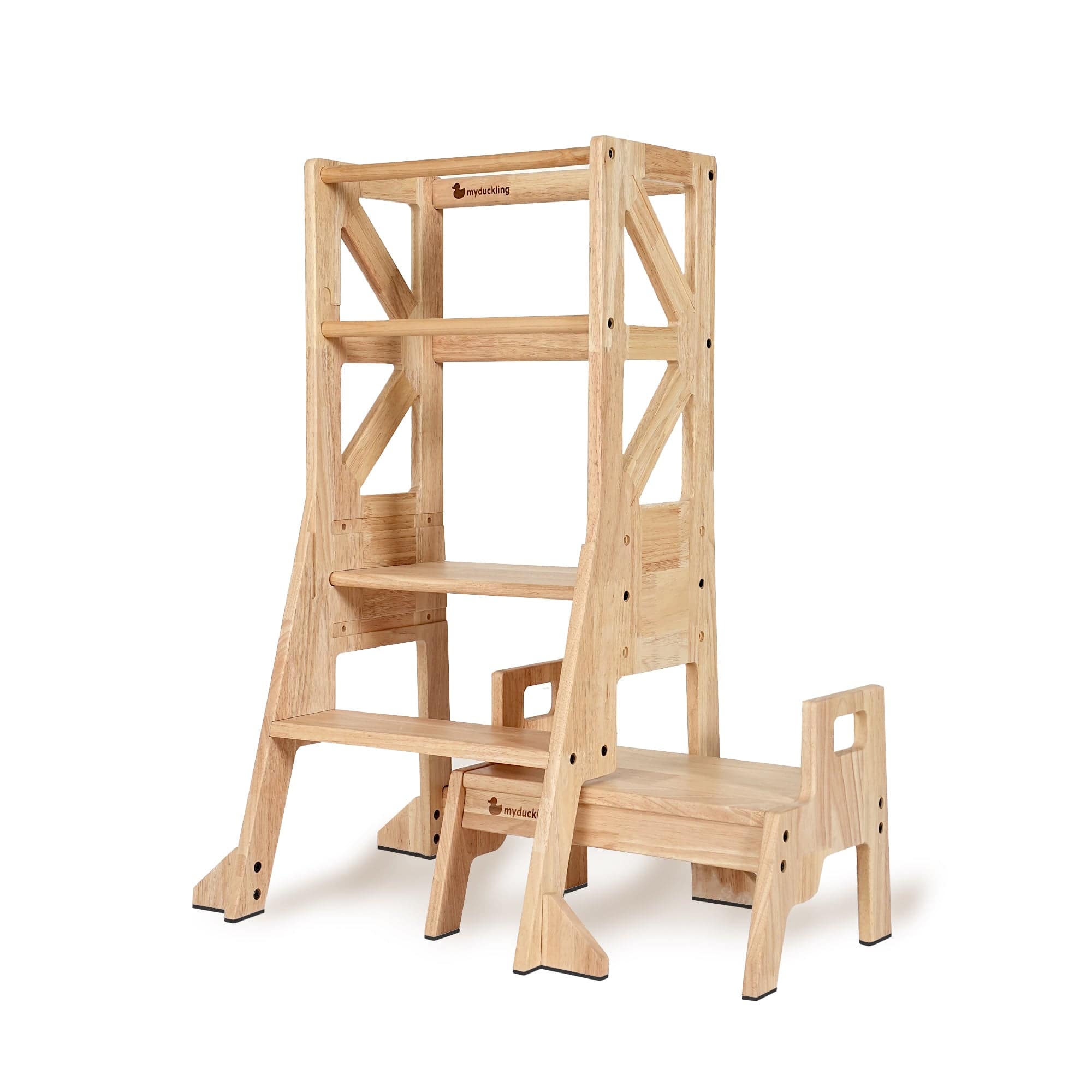 myduckling Deluxe Solid Wood Adjustable Learning Tower - Flag with Rectangle Handle