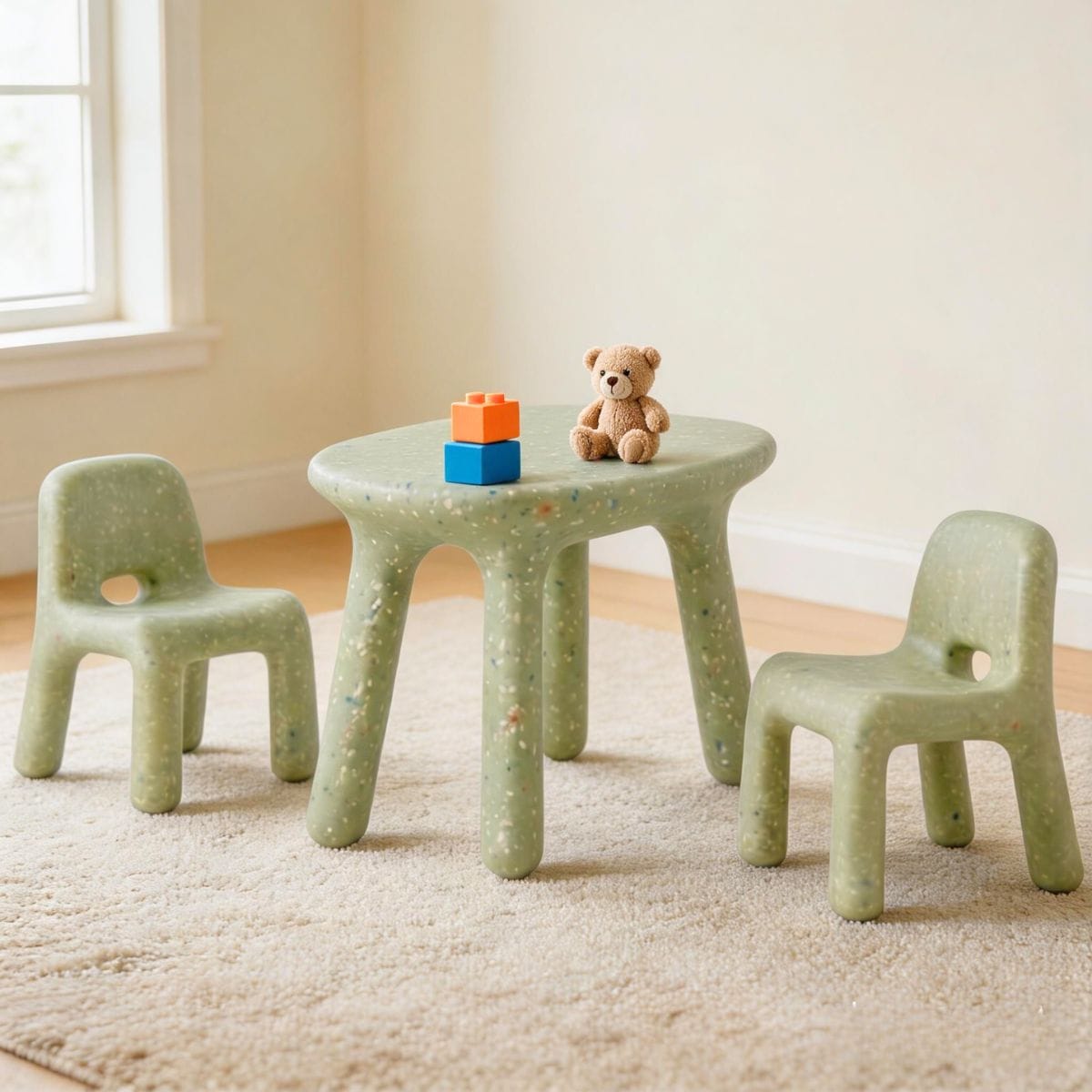 Funova Confetti Kids Table and Chairs Set - Sage