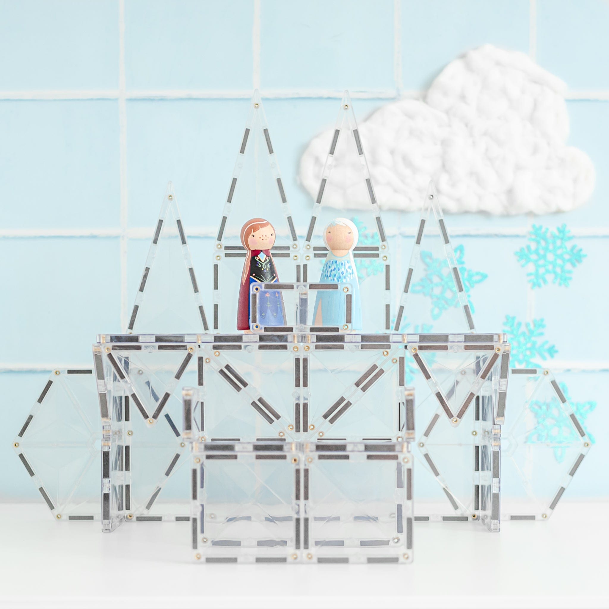(Slight Colour Variance) Connetix Tiles 34 Piece Clear Pack
