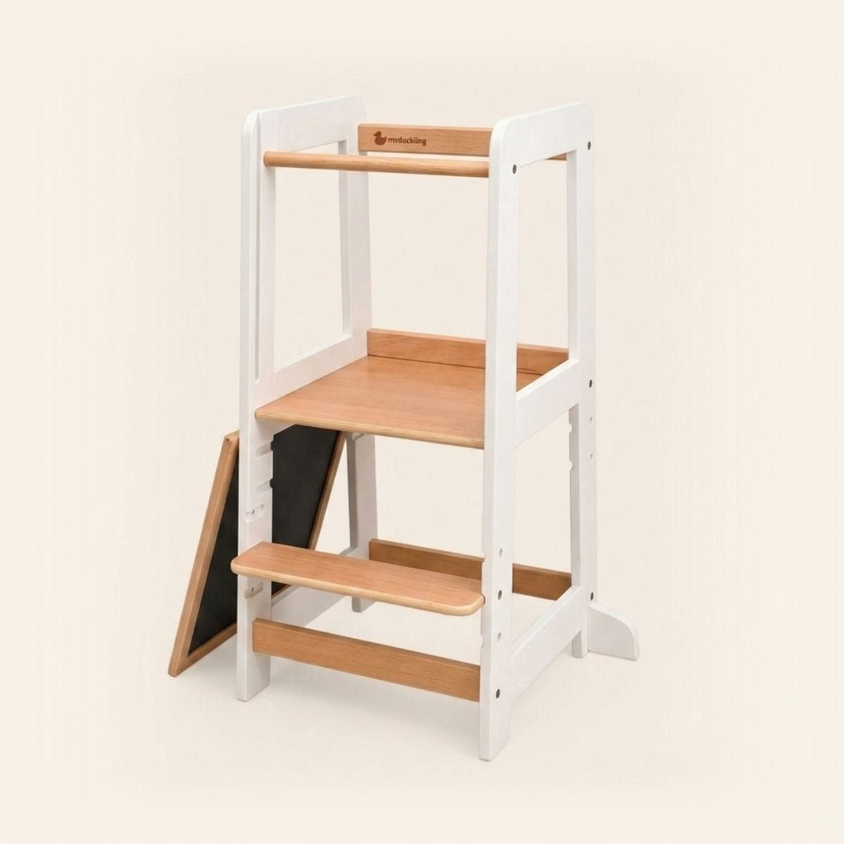 myduckling Pro Beechwood Adjustable Learning Tower - White/Natural