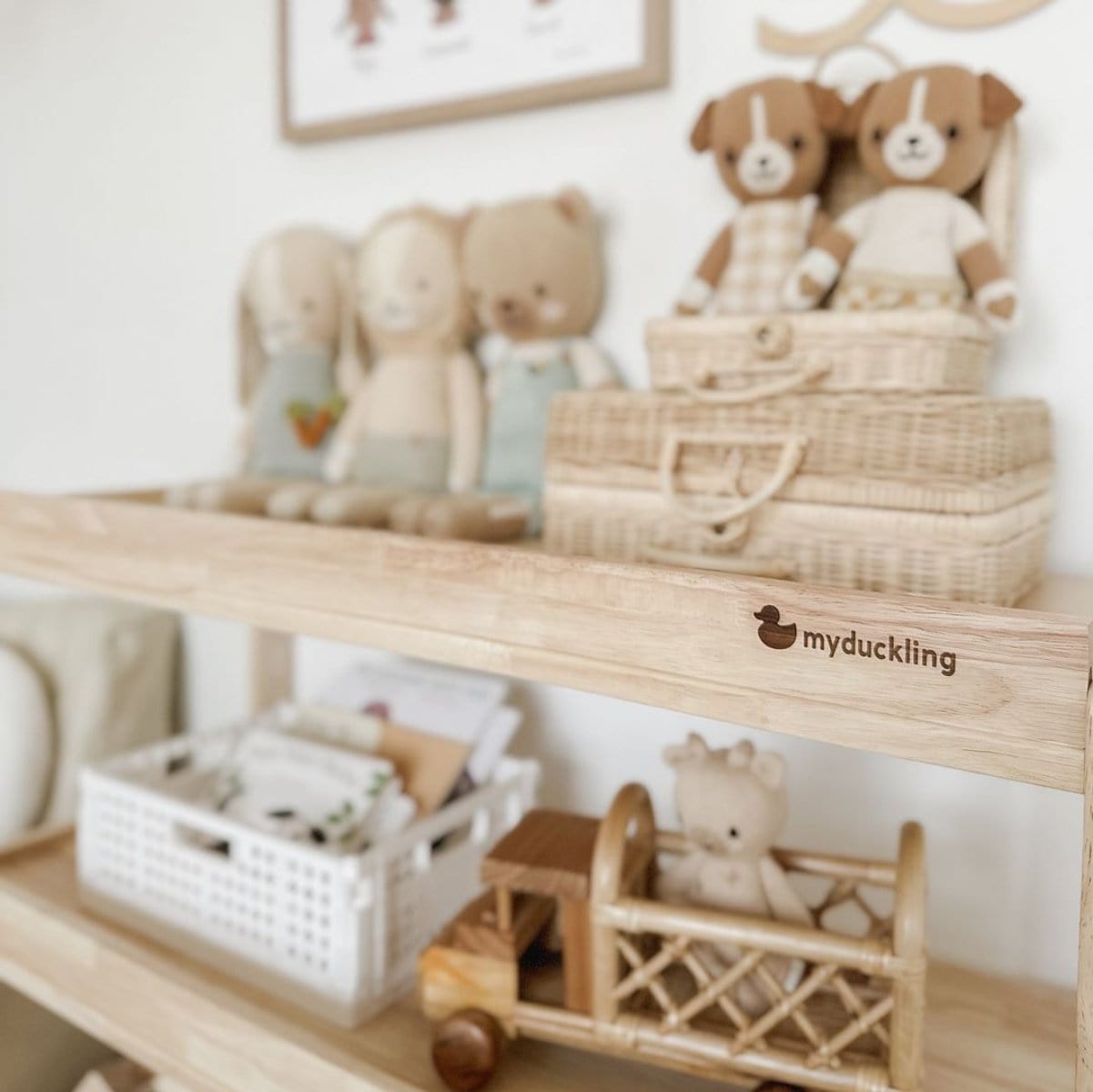 myduckling Adjustable Solid Wood 3 Layer Storage Shelf