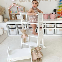 myduckling Adjustable Learning Tower with Stool - White