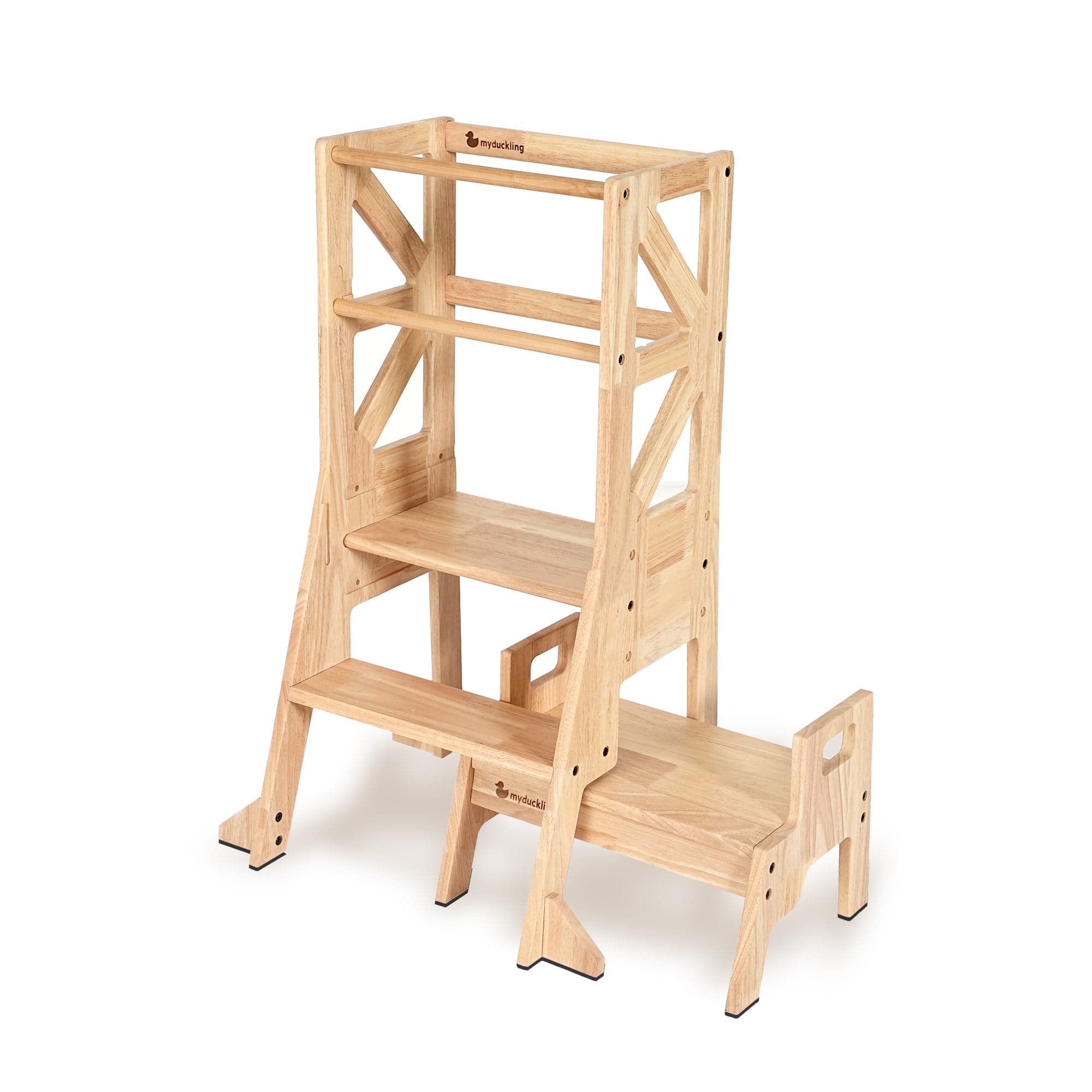 myduckling Deluxe Solid Wood Adjustable Learning Tower - Flag with Rectangle Handle