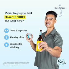 Cheers Relief | Next Morning Aid with Ginger + White Willow Bark | Feel Better After Drinking | 24 Doses | Ginger, White Willow Bark, L-Theanine, Caffeine