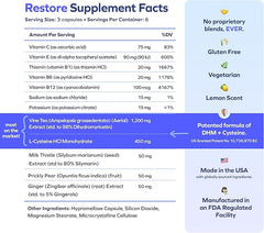 Cheers Restore | Supplement with DHM + L-Cysteine | Feel Better After Drinking & Support Your Liver | 6 Doses | Dihydromyricetin, Cysteine, Milk Thistle, Prickly Pear, B-Vitamins, Ginger