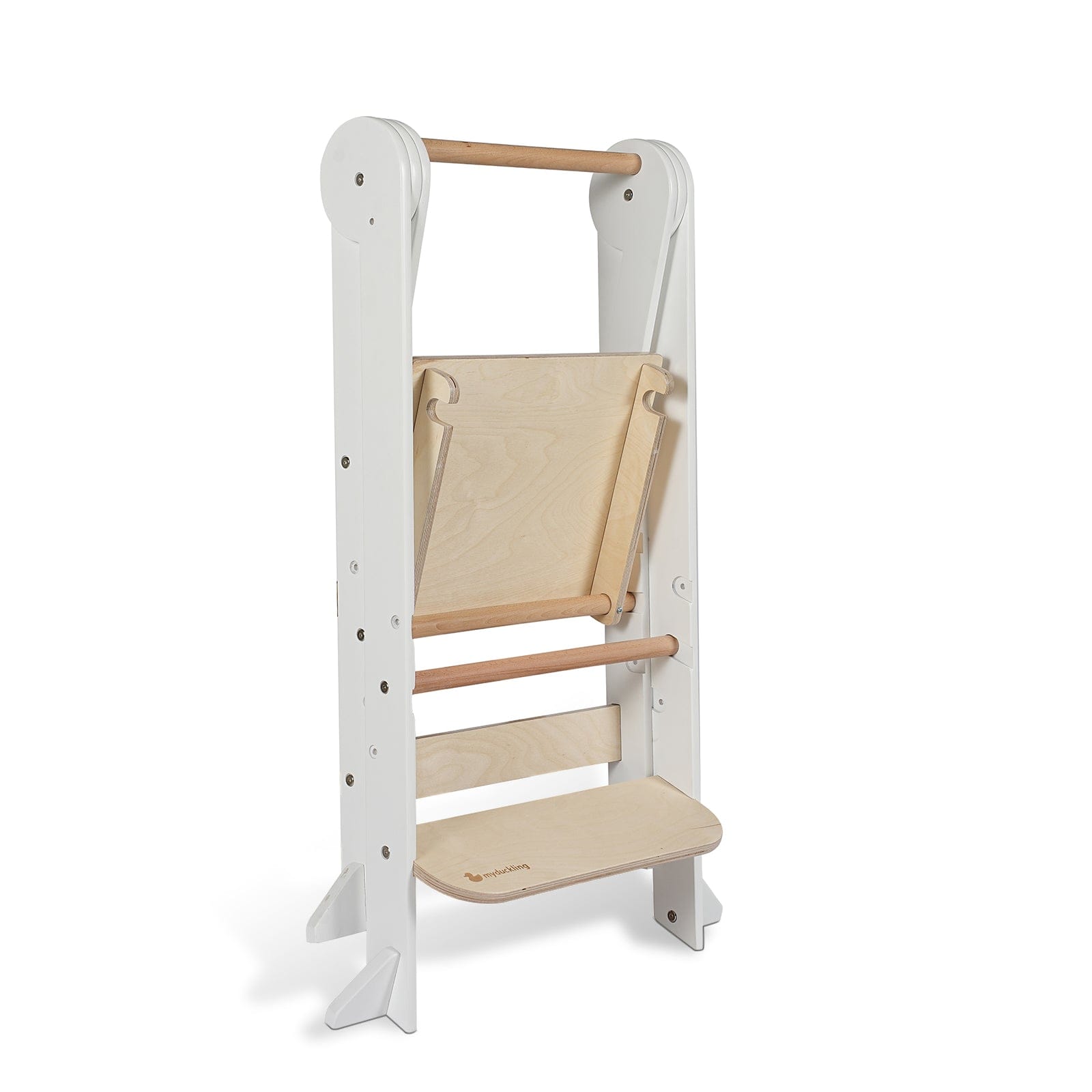 myduckling Deluxe Folding Adjustable Learning Tower - White/Natural
