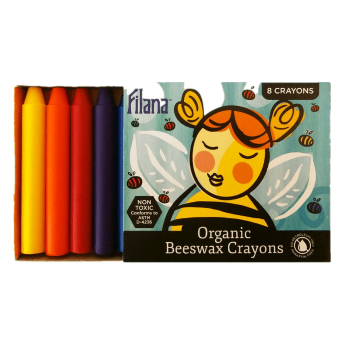 Filana Organic Beeswax Crayons, 8 Standard Sticks with brown/black