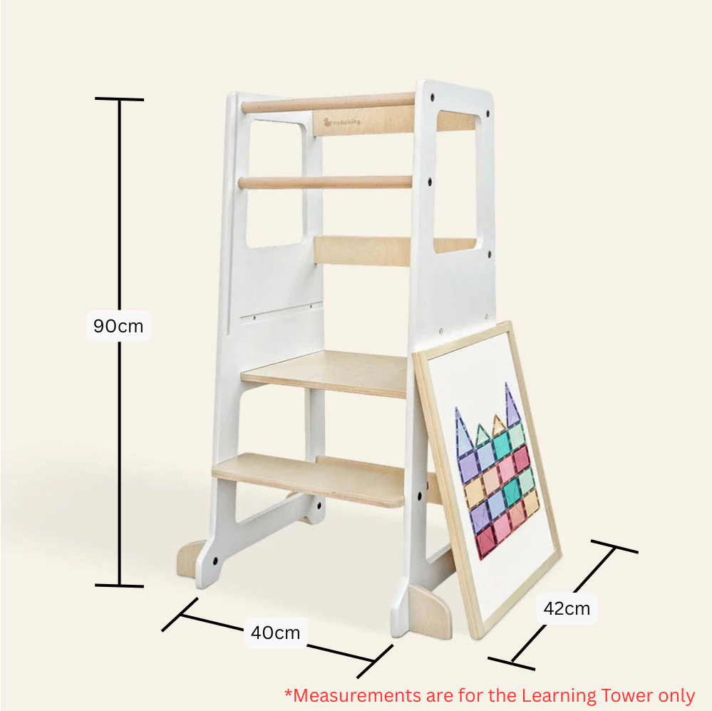 myduckling Adjustable Learning Tower 2 in 1 - White/Natural