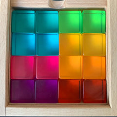 Papoose Toys Bright Lucite Cubes - 16 Pieces