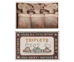 Maileg Triplets Baby Mice in Matchbox Checker