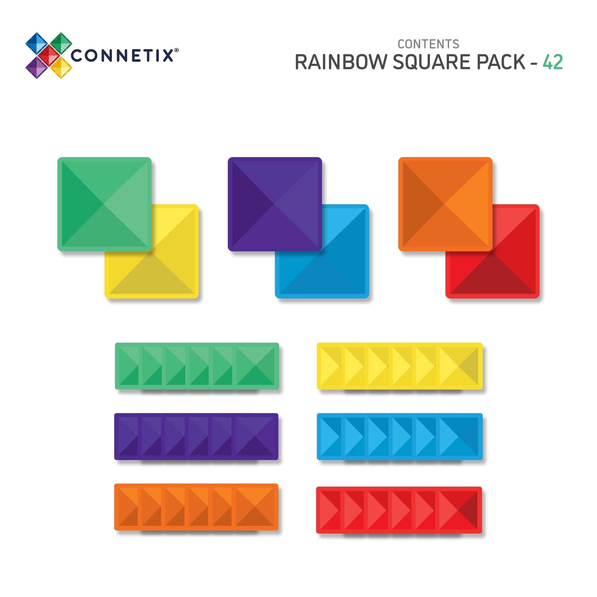 Connetix Tiles Rainbow Square Pack 42 Piece