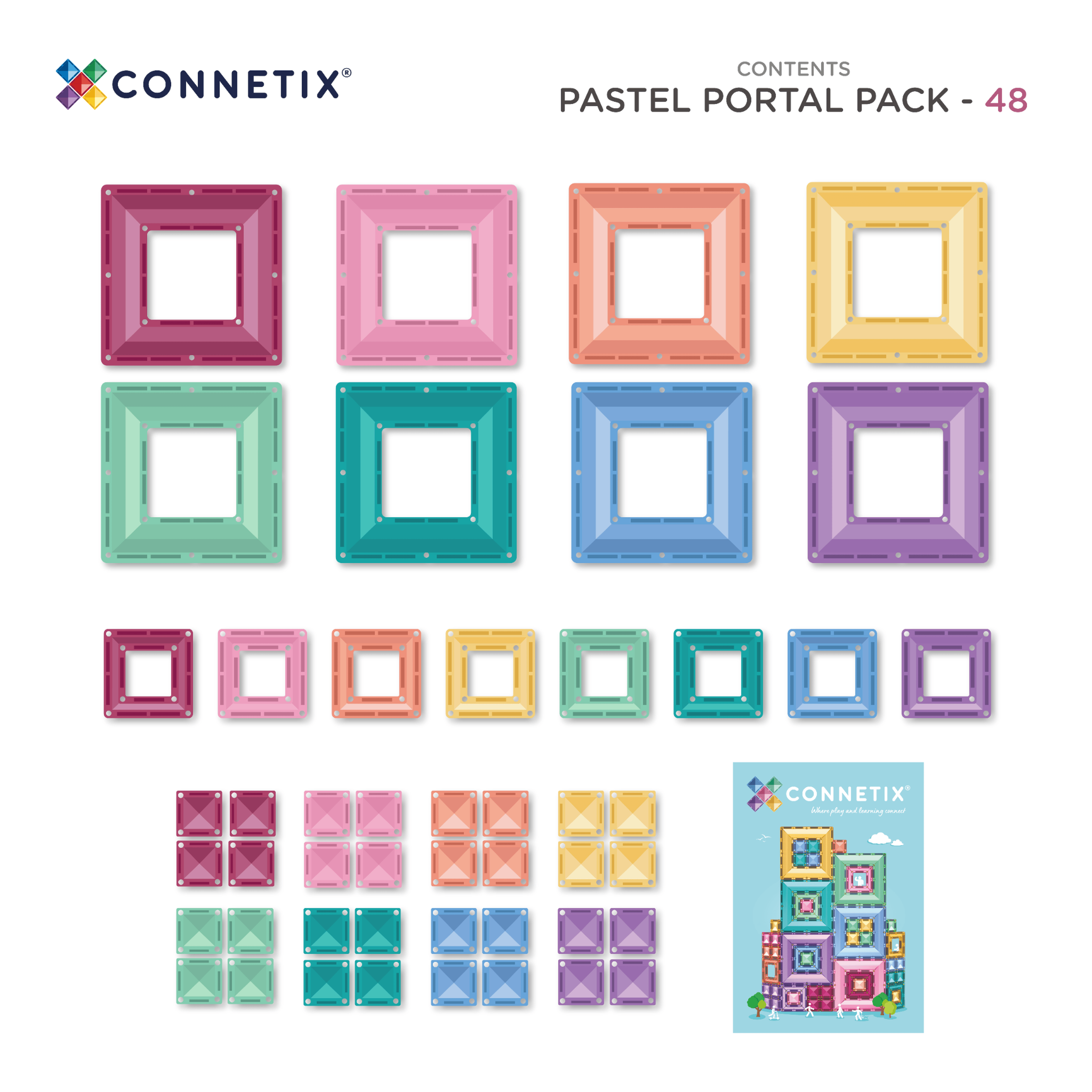 Connetix Tiles Pastel Portal Pack 48 Piece