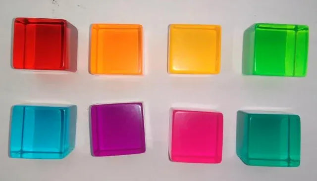 Papoose Toys Bright Lucite Cubes - 16 Pieces