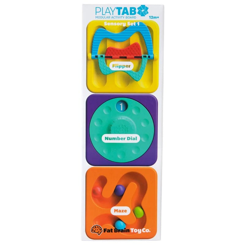 Fat Brain Toys PlayTab Sensory Set 1 (Flipper, Number Dial, Maze Tile)