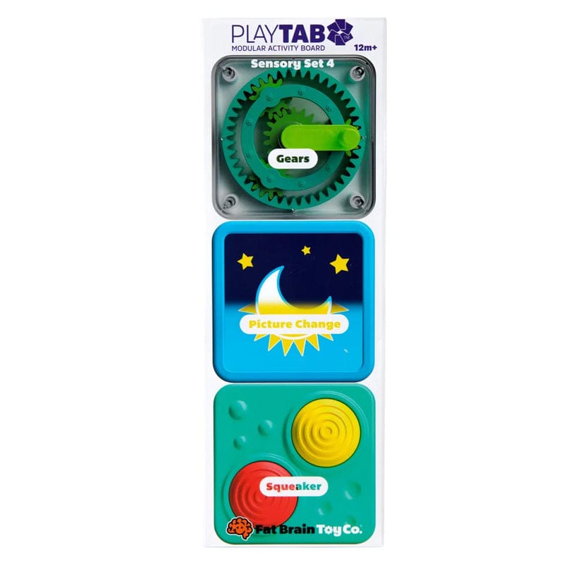 Fat Brain Toys PlayTab Sensory Set 4 (Gears, Lenticular, Squeaker Tile)