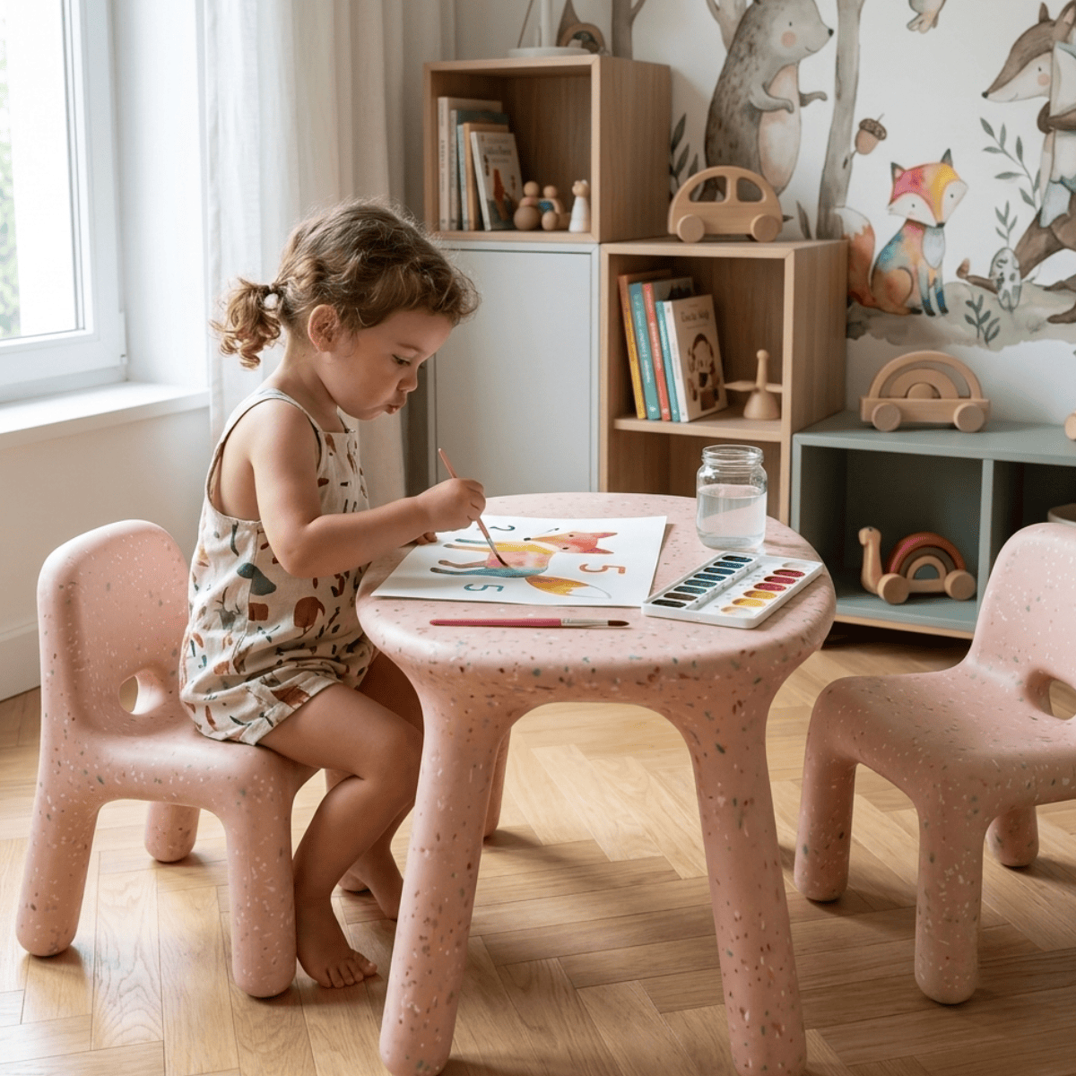 Funova Confetti Kids Table and Chairs Set - Peach